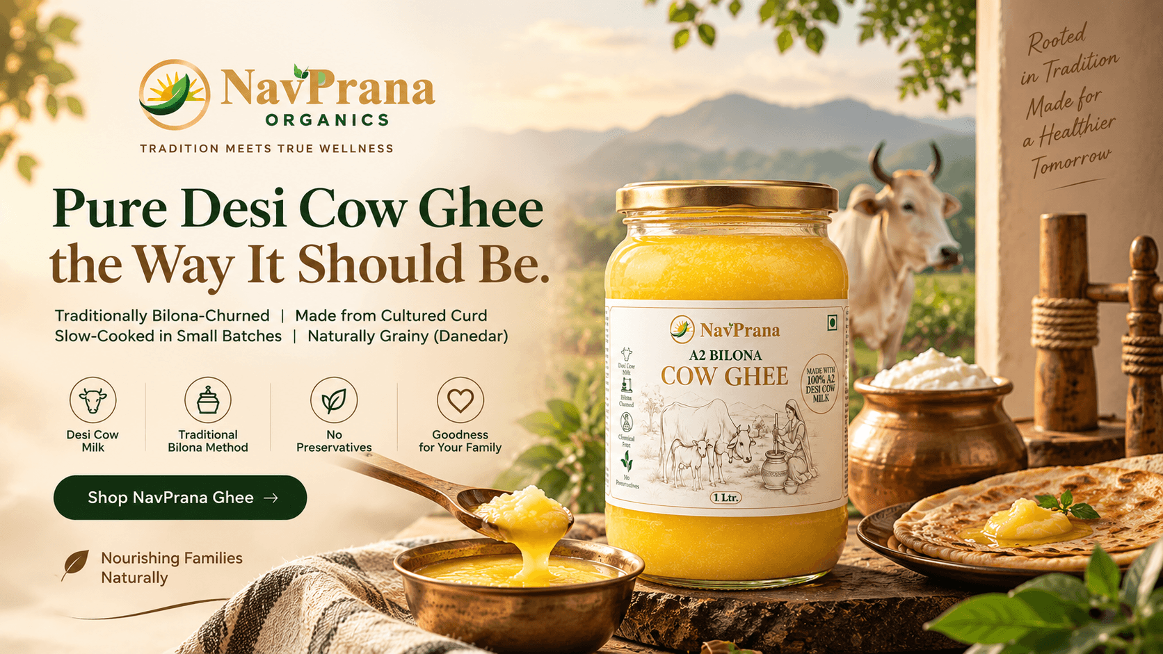 NavPrana Organics - Limited Time Offer - Buy 100% Organic Bilona Ghee Online