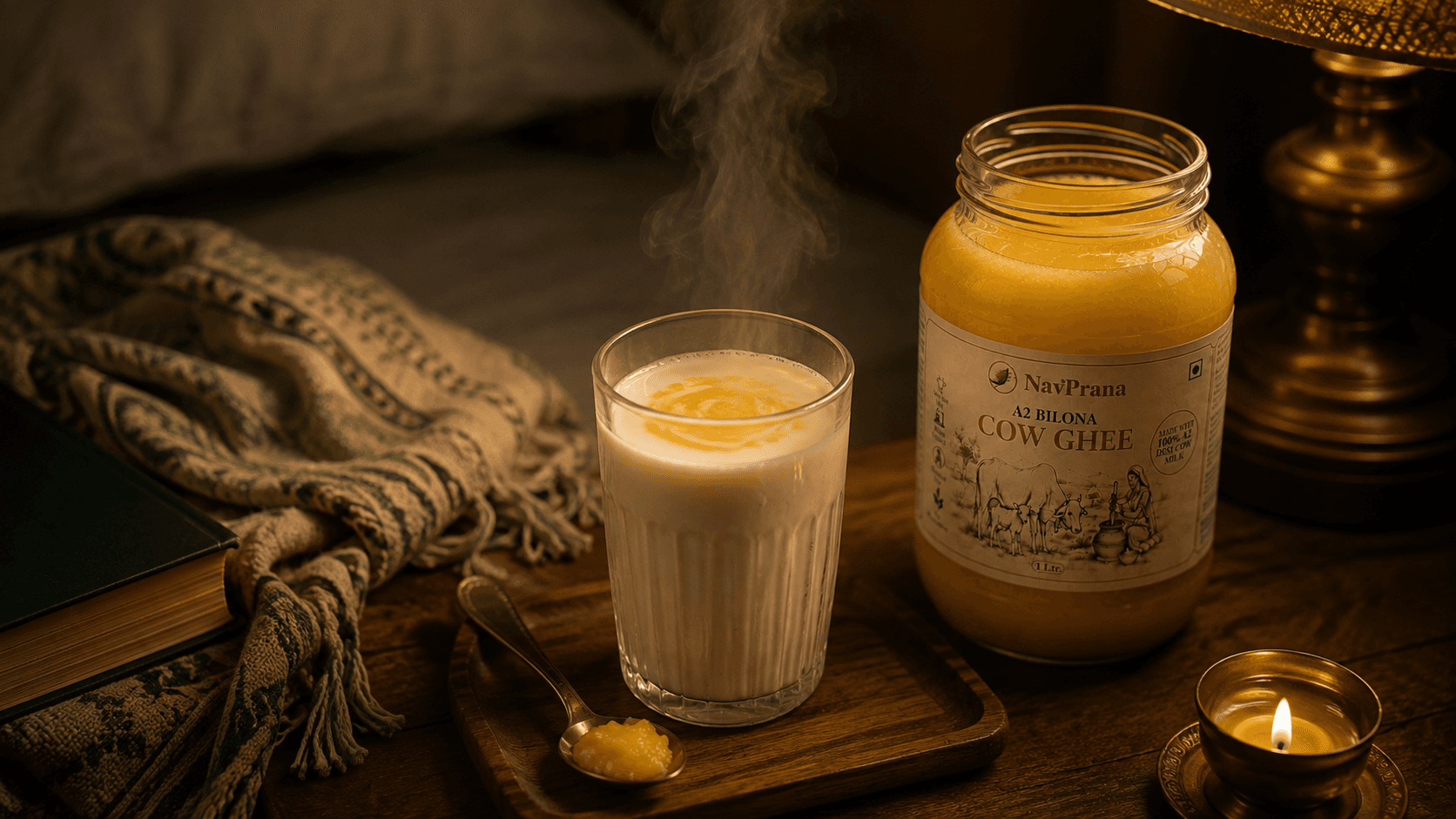 Ghee with Warm Milk at Night: Benefits for Sleep, Digestion & Skin