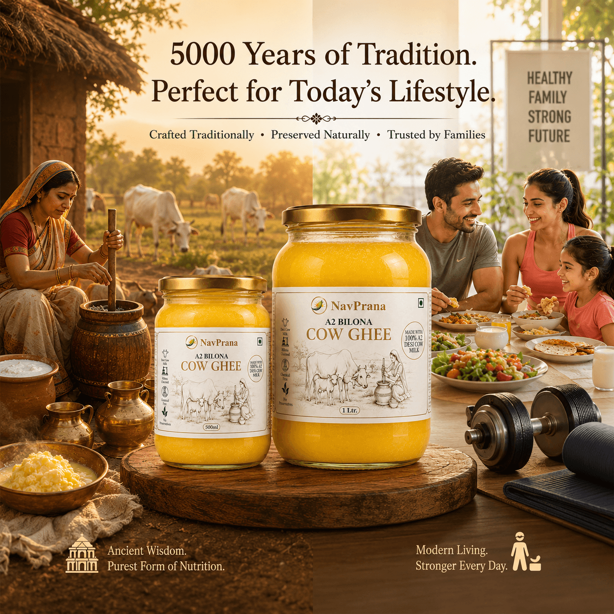 Desi Cow A2 Bilona Ghee (1 Ltr)