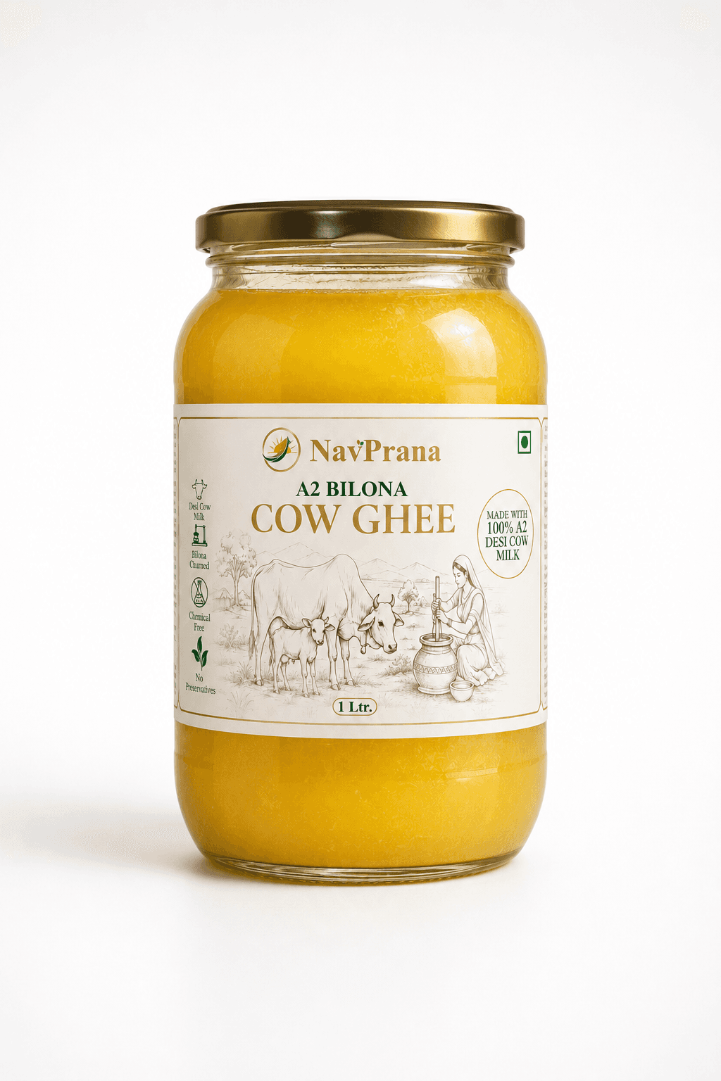 Desi Cow A2 Bilona Ghee (1 Ltr)