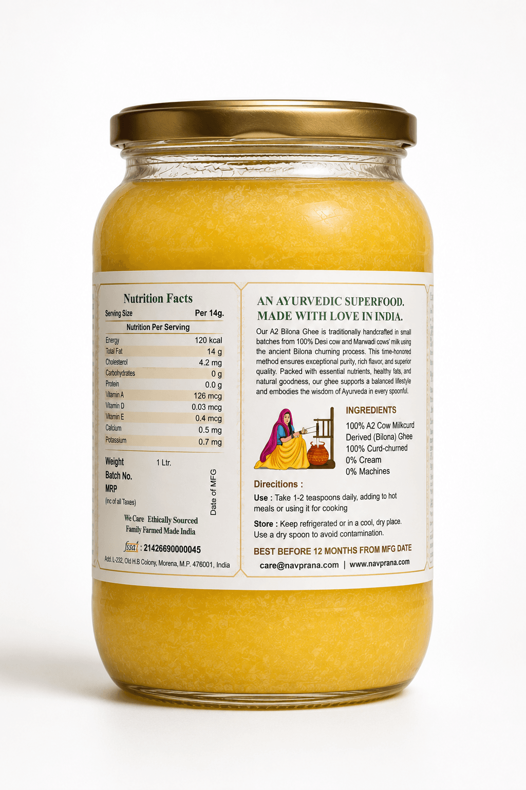 Desi Cow A2 Bilona Ghee (1 Ltr)