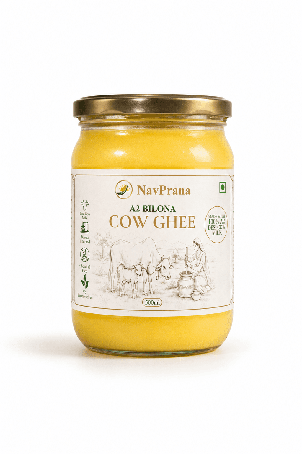 Desi Cow A2 Bilona Ghee (500 ml)