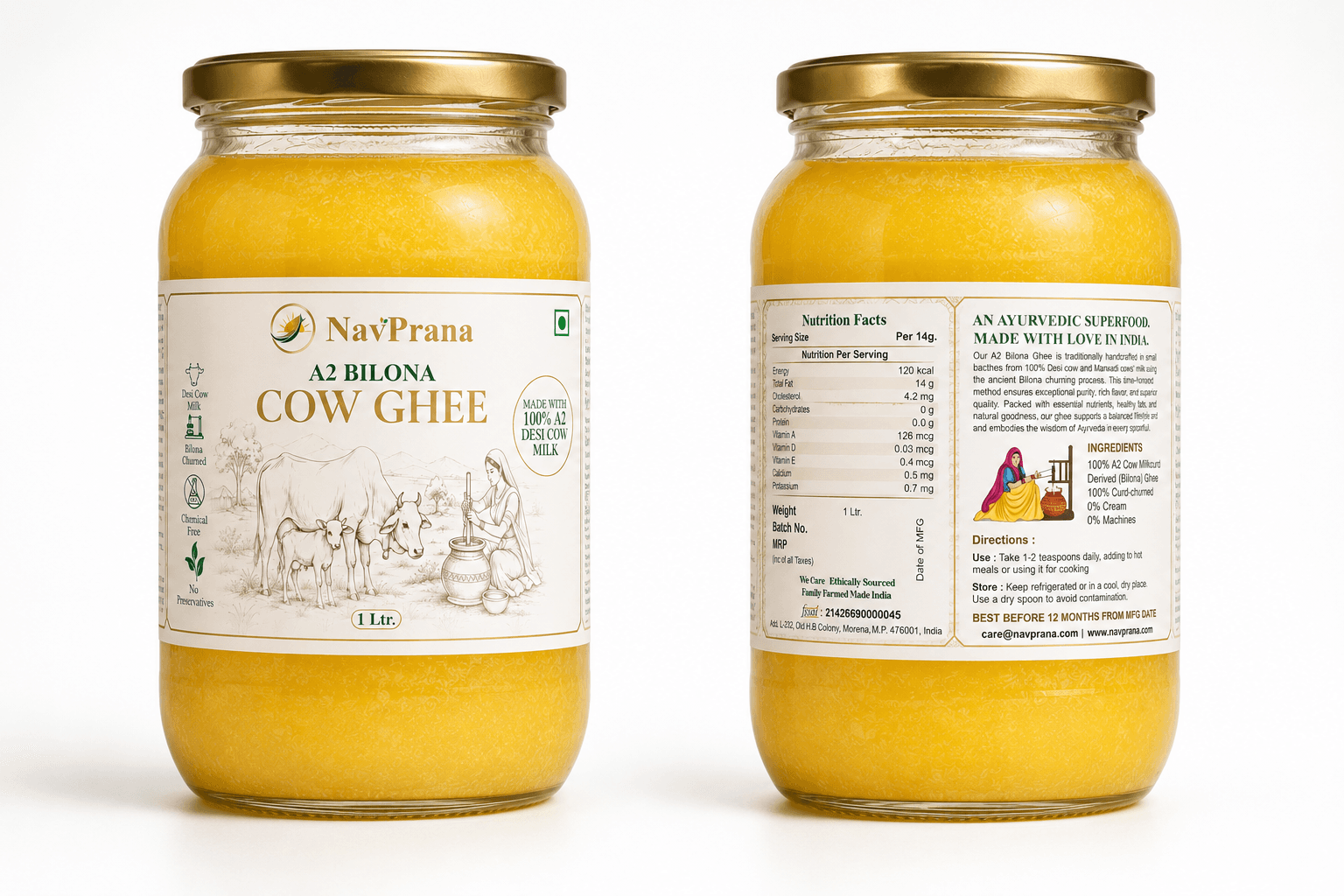 Desi Cow A2 Bilona Ghee (1 Ltr)
